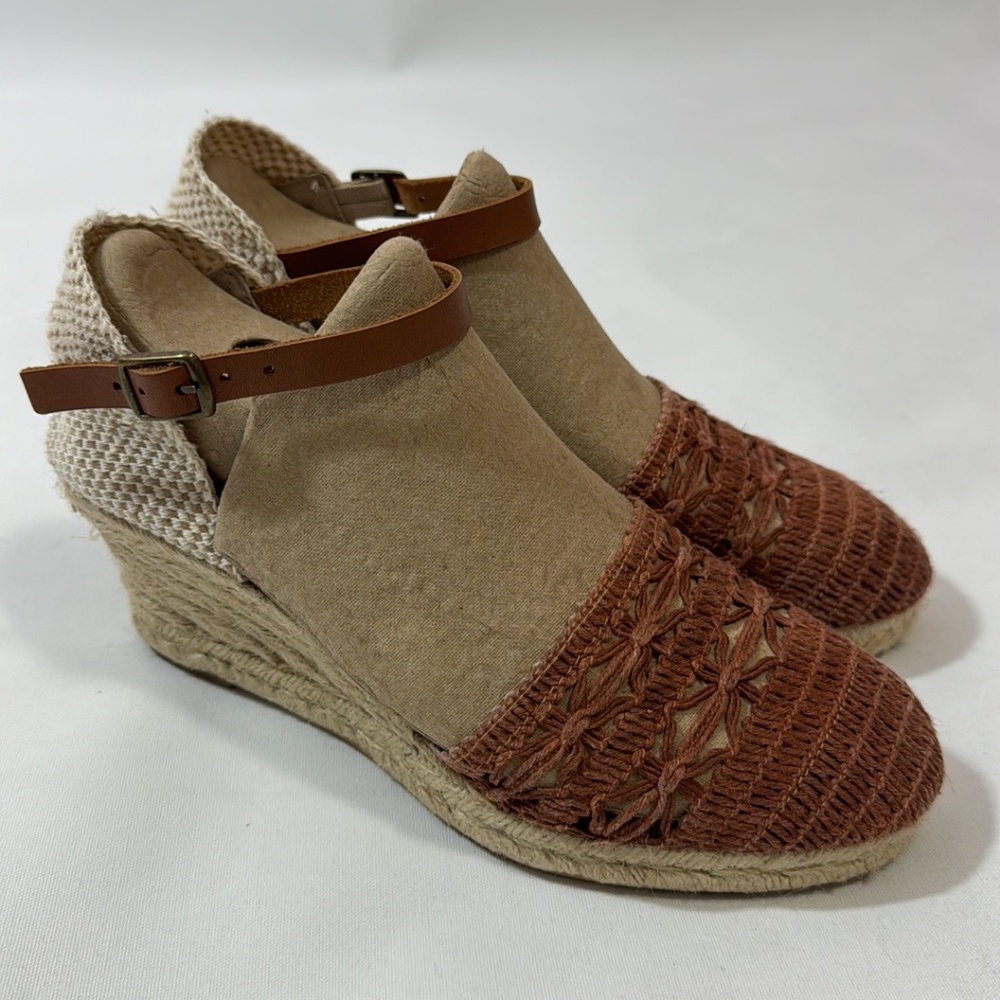 Women's espadrilles high wedge woven sandals shoes size 6 eu 37.